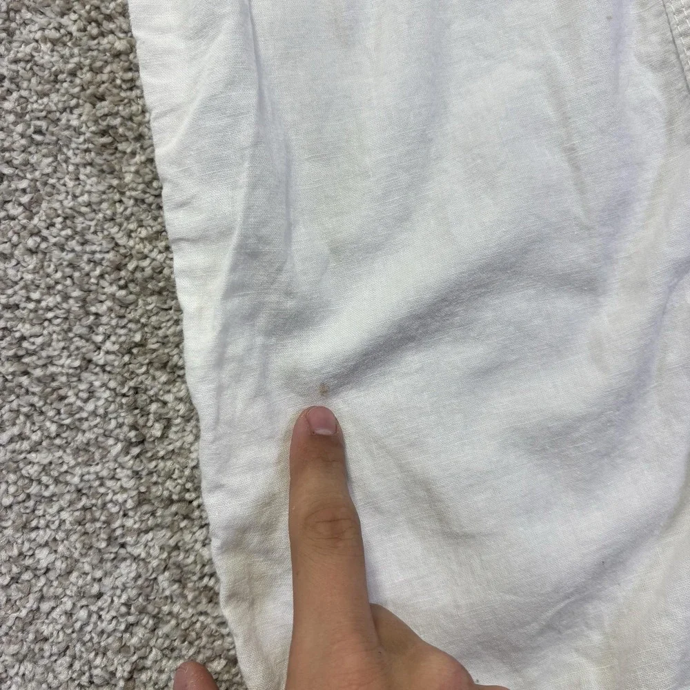 H&M L.O.G.G. Pants Womens 31 White Linen Blend Chino Drawstring Hem Summer